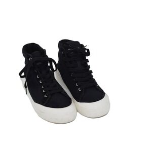 Levi's Men's Black Canvas High Top Sneakers Lace Up Shoes Two‎ Horse Brand EUC